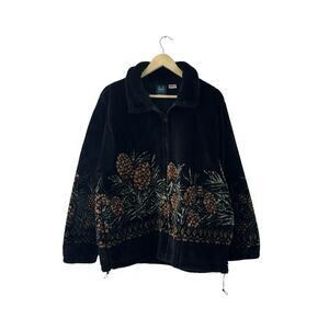 Mazmania Medium Pinecone Fleece Jacket Full Zip EUC So Soft USA Made Womens